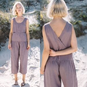 Linenfox Hai Linen Jumpsuit Color: Dusty Lavender 100% Linen Vacation Size M